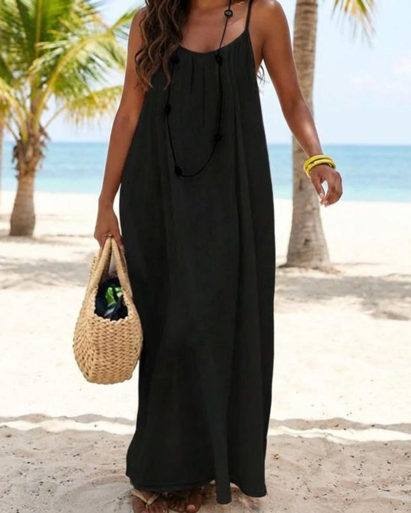 Womens Sleeveless Cami Lounge Maxi Dress Solid Color  Sleepwear
